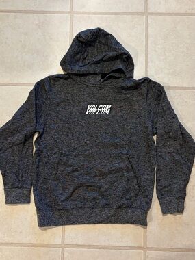 Volcom Heather Charcoal Youth Hooded Sweatshirt with White Logo